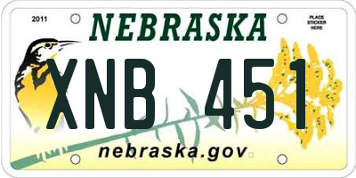 NE license plate XNB451