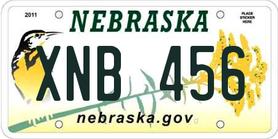 NE license plate XNB456