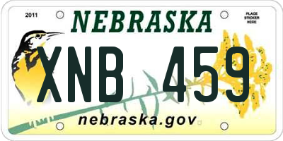 NE license plate XNB459