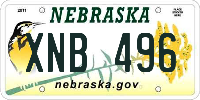 NE license plate XNB496