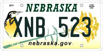 NE license plate XNB523
