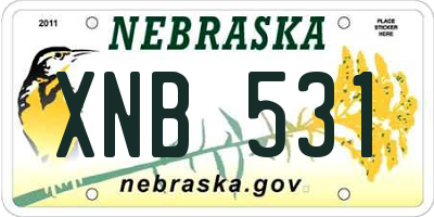 NE license plate XNB531