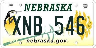 NE license plate XNB546