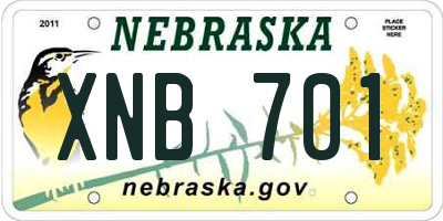 NE license plate XNB701