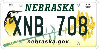 NE license plate XNB708