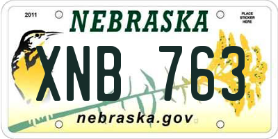 NE license plate XNB763