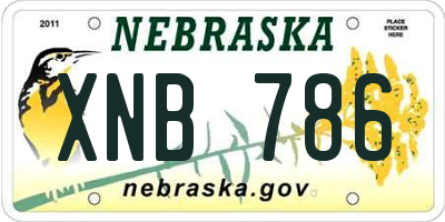 NE license plate XNB786