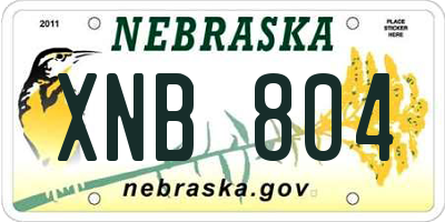 NE license plate XNB804