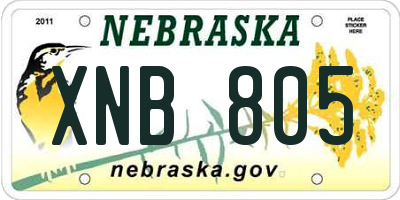 NE license plate XNB805