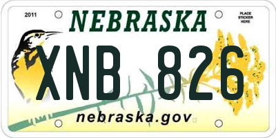 NE license plate XNB826
