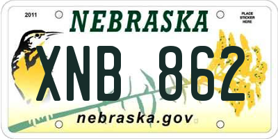 NE license plate XNB862
