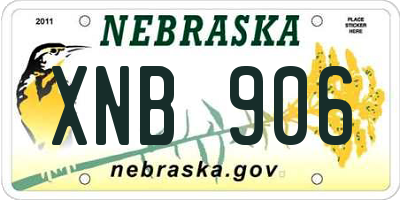 NE license plate XNB906