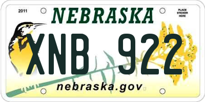 NE license plate XNB922