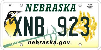 NE license plate XNB923