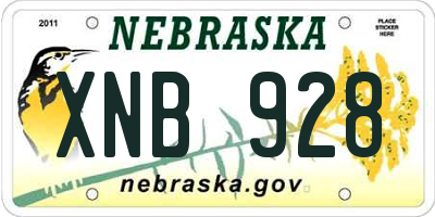 NE license plate XNB928