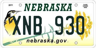 NE license plate XNB930