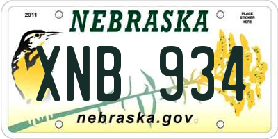 NE license plate XNB934