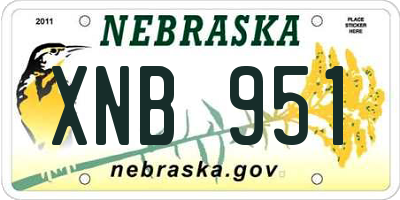 NE license plate XNB951