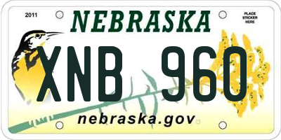 NE license plate XNB960