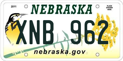 NE license plate XNB962
