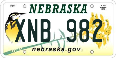 NE license plate XNB982