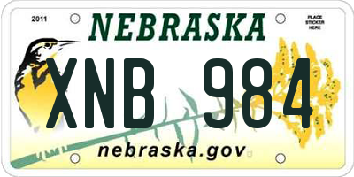 NE license plate XNB984