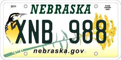 NE license plate XNB988