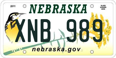 NE license plate XNB989