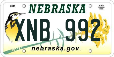 NE license plate XNB992