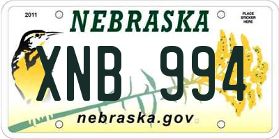 NE license plate XNB994