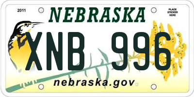 NE license plate XNB996