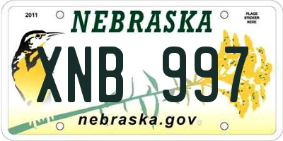 NE license plate XNB997