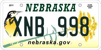 NE license plate XNB998