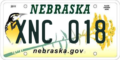 NE license plate XNC018