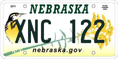 NE license plate XNC122
