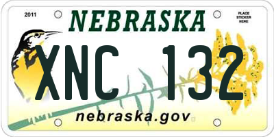 NE license plate XNC132