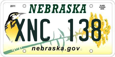 NE license plate XNC138