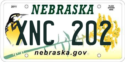 NE license plate XNC202