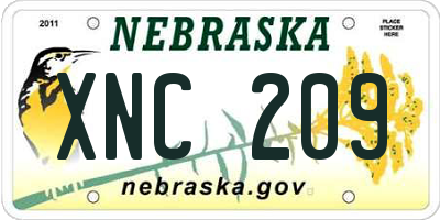NE license plate XNC209