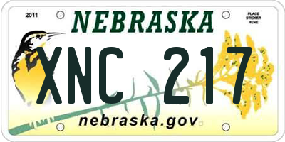 NE license plate XNC217