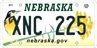 NE license plate XNC225