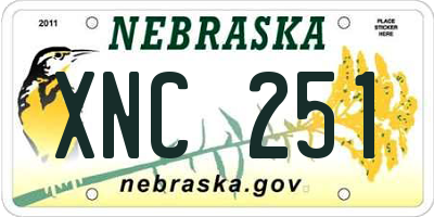 NE license plate XNC251