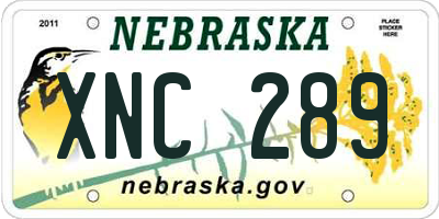 NE license plate XNC289