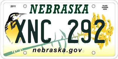 NE license plate XNC292