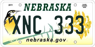 NE license plate XNC333
