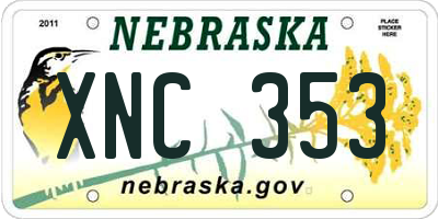 NE license plate XNC353