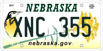 NE license plate XNC355