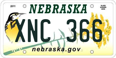 NE license plate XNC366