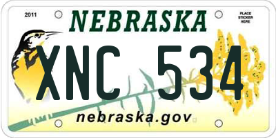 NE license plate XNC534