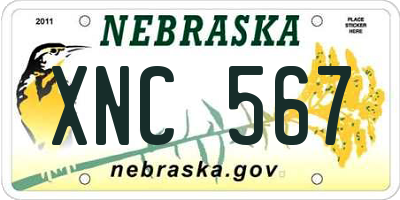 NE license plate XNC567
